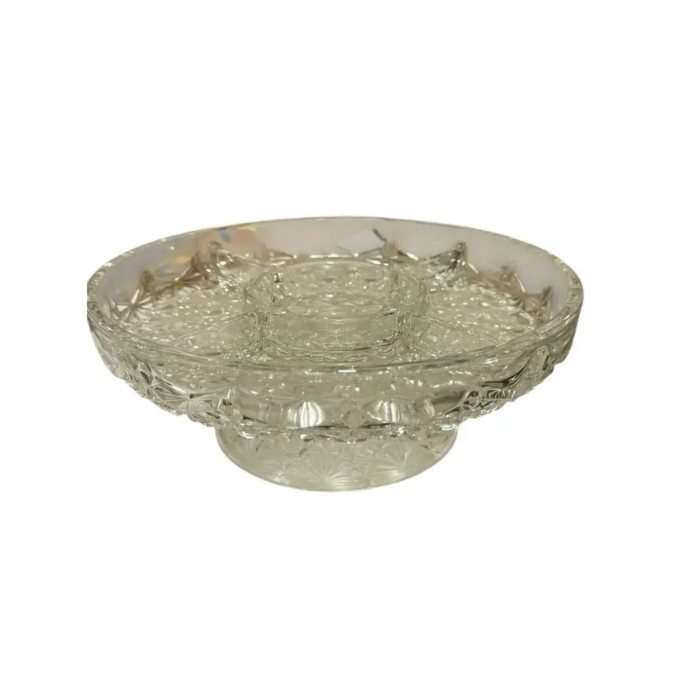 Luxham De Veropa Hors D'Oeuvres Cut Glass Pedestal Dish 5 Compartments 10”
